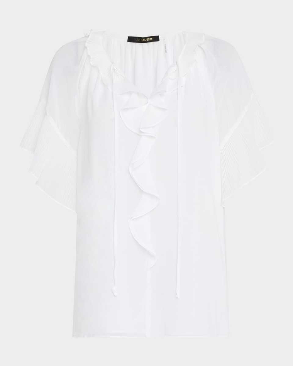 Vale Raglan-Sleeve Ruffle Blouse